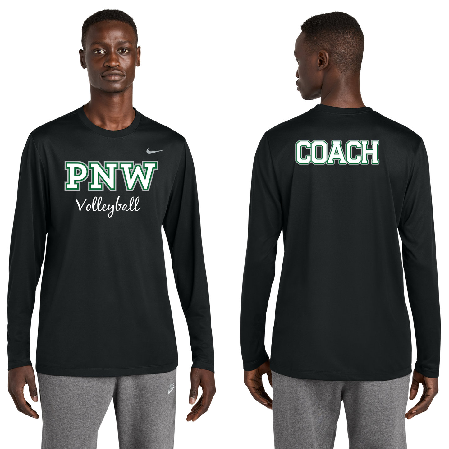 PNW Volleyball - Nike Team Legend Long Sleeve Tee - Coaches Gear - Black - Logo 2