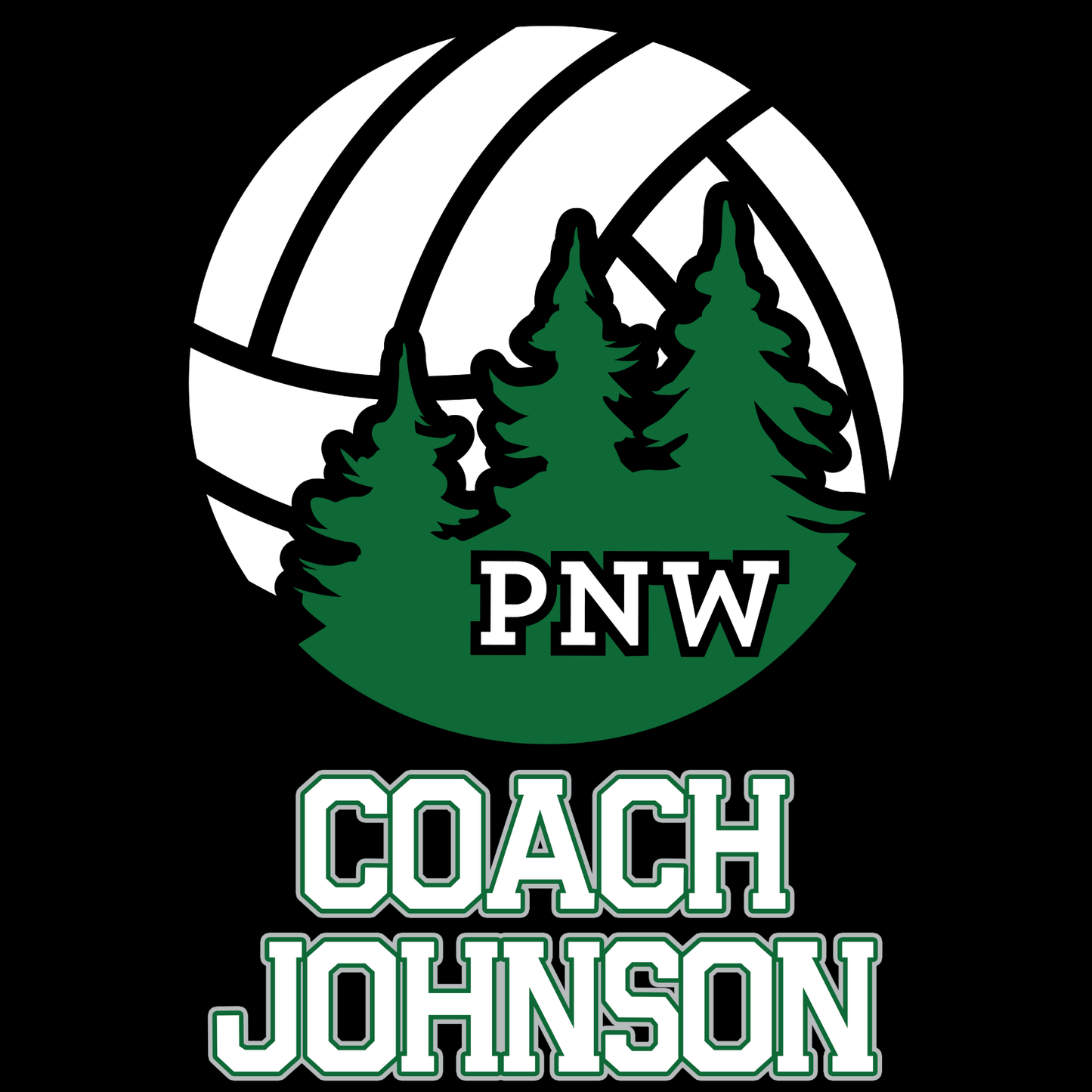 PNW Volleyball - Custom Coaches Unisex Sponge Fleece Full-Zip Hoodie - Front & Back Printed - Black Logo 1