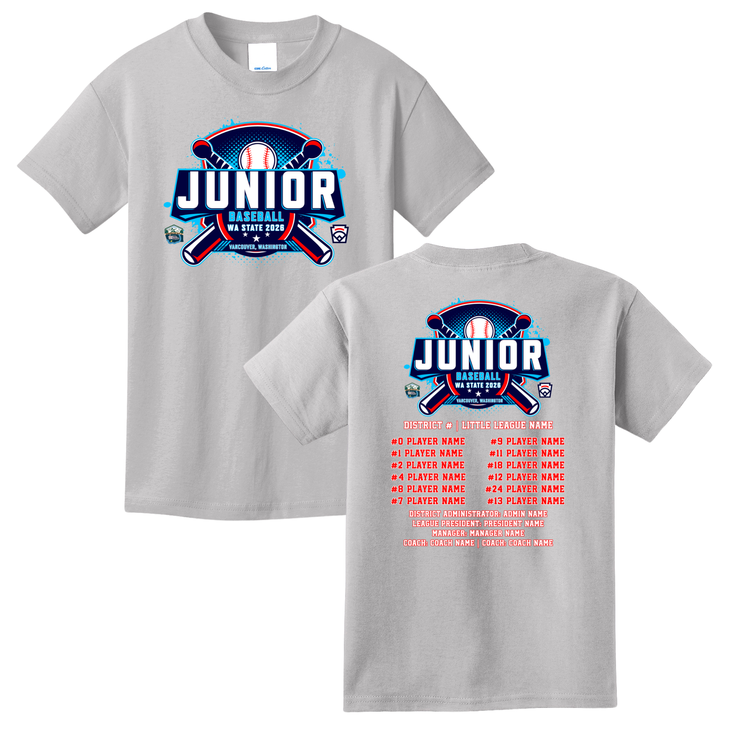 2026 Washington State Junior Baseball Tournament Cotton Tee