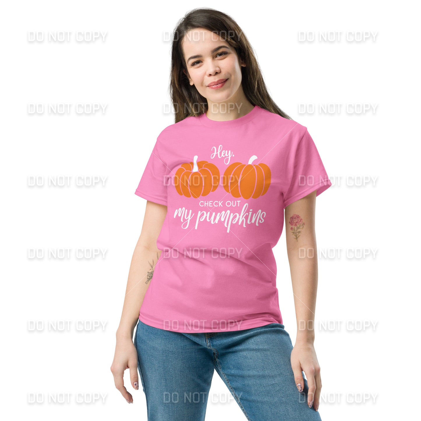 Fall Apparel - Hey Check Out my Pumpkins T-Shirt - White Printed - Youth & Adult Sizes