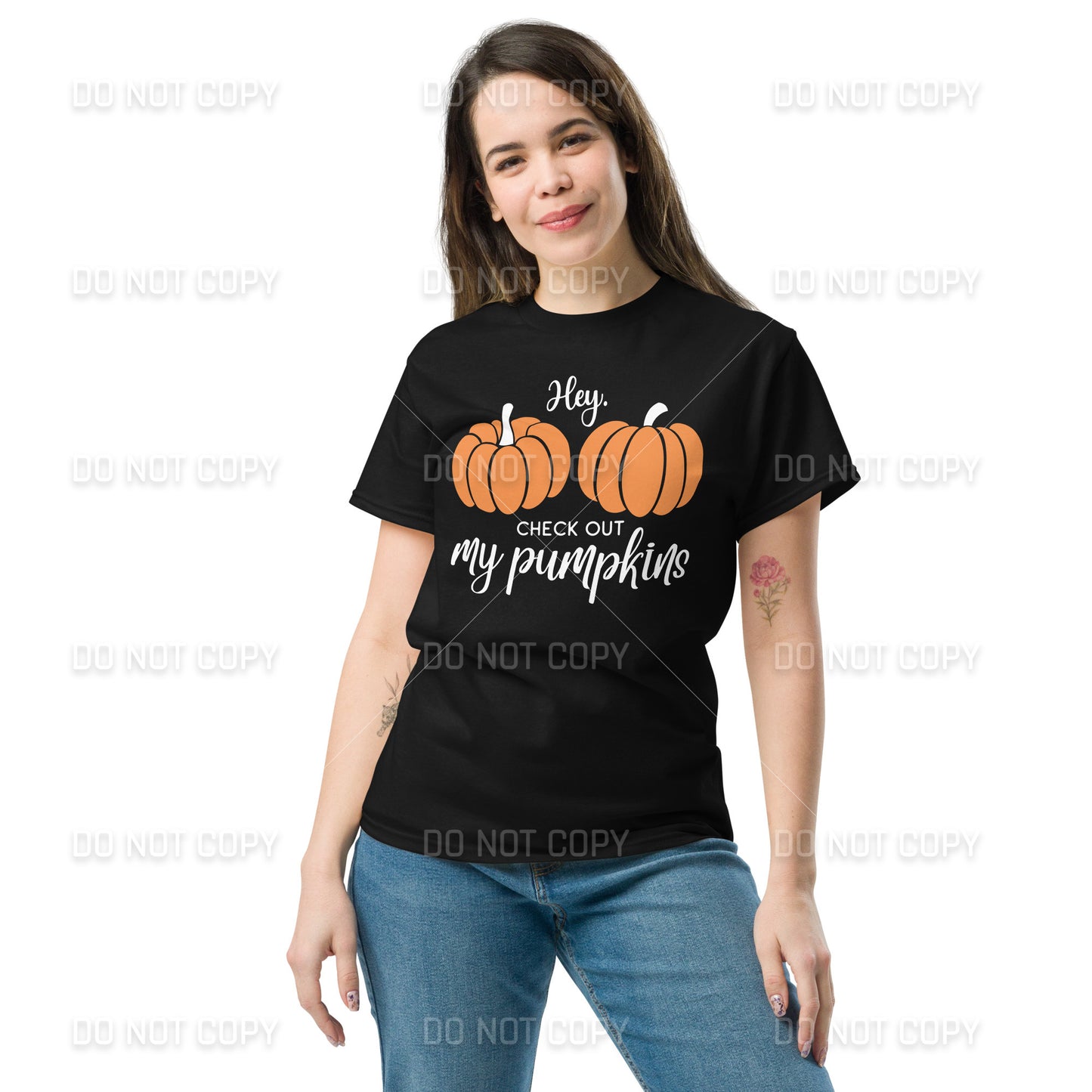 Fall Apparel - Hey Check Out my Pumpkins T-Shirt - White Printed - Youth & Adult Sizes