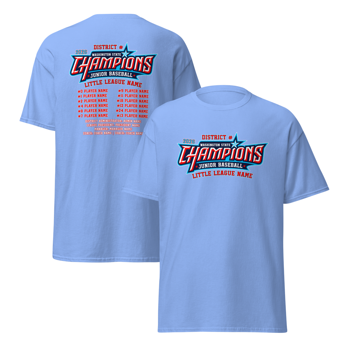 2026 Washington State Junior Baseball CHAMPIONS Core Cotton Tee
