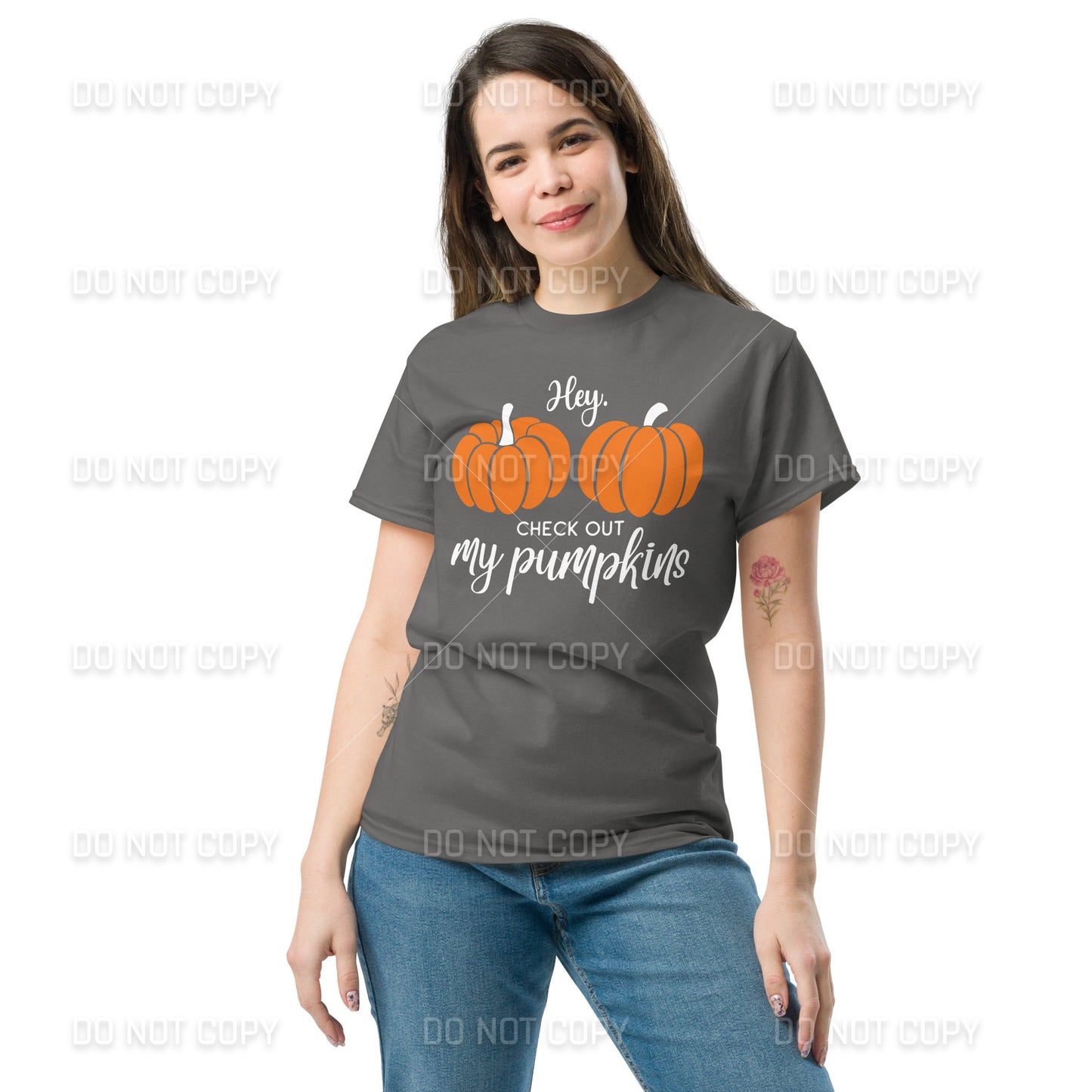 Fall Apparel - Hey Check Out my Pumpkins T-Shirt - White Printed - Youth & Adult Sizes