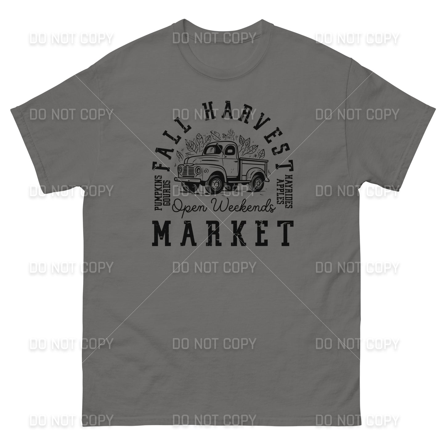Fall Apparel - Fall Harvest Market T-Shirt - Black Printed - Youth & Adult Sizes