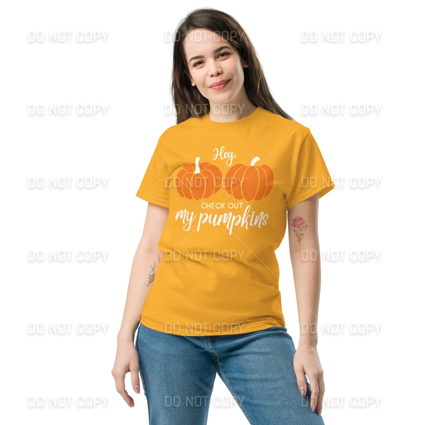 Fall Apparel - Hey Check Out my Pumpkins T-Shirt - White Printed - Youth & Adult Sizes