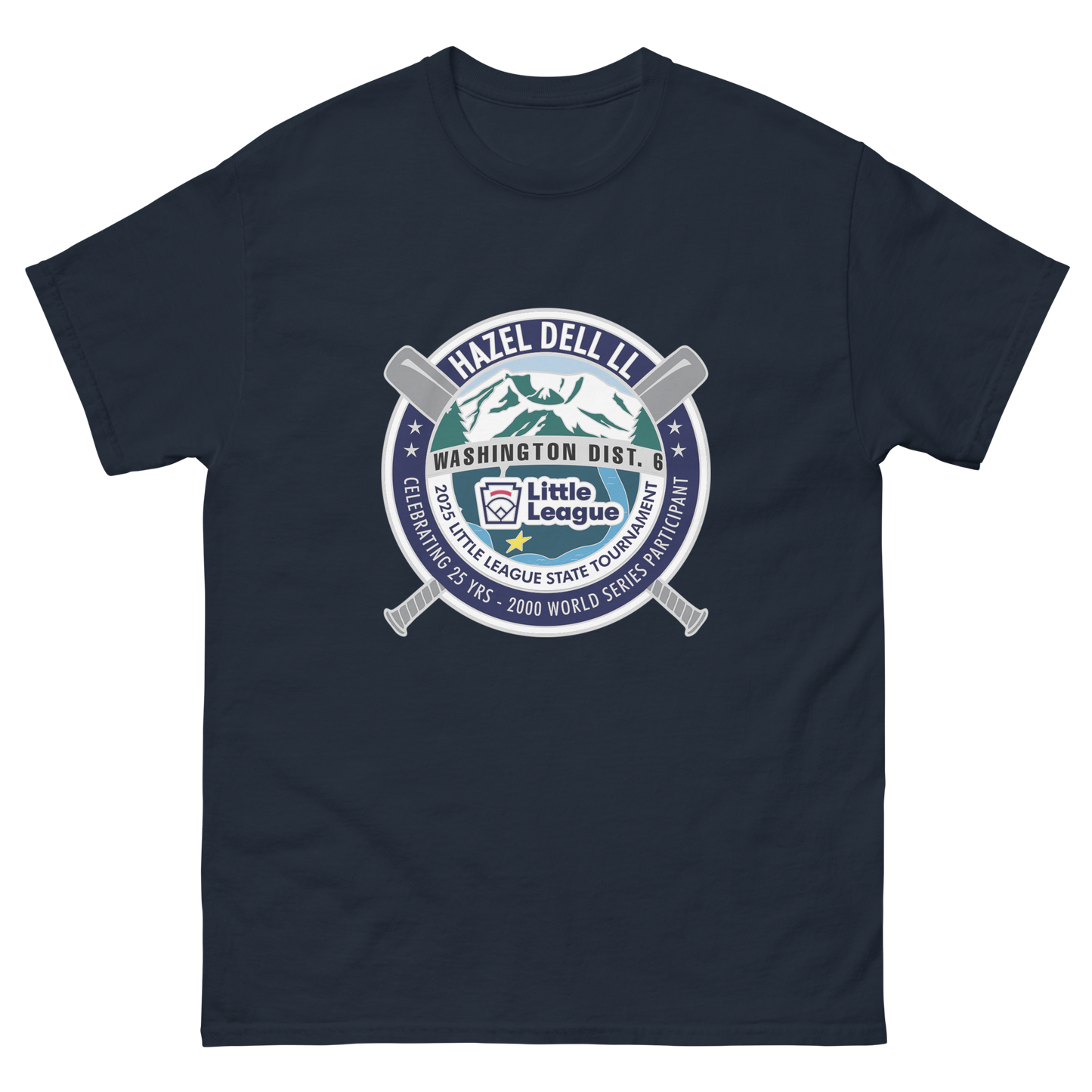 Cotton Tee Washington State Little League 2025 Tournament Logo Front Printed Tee Shirt