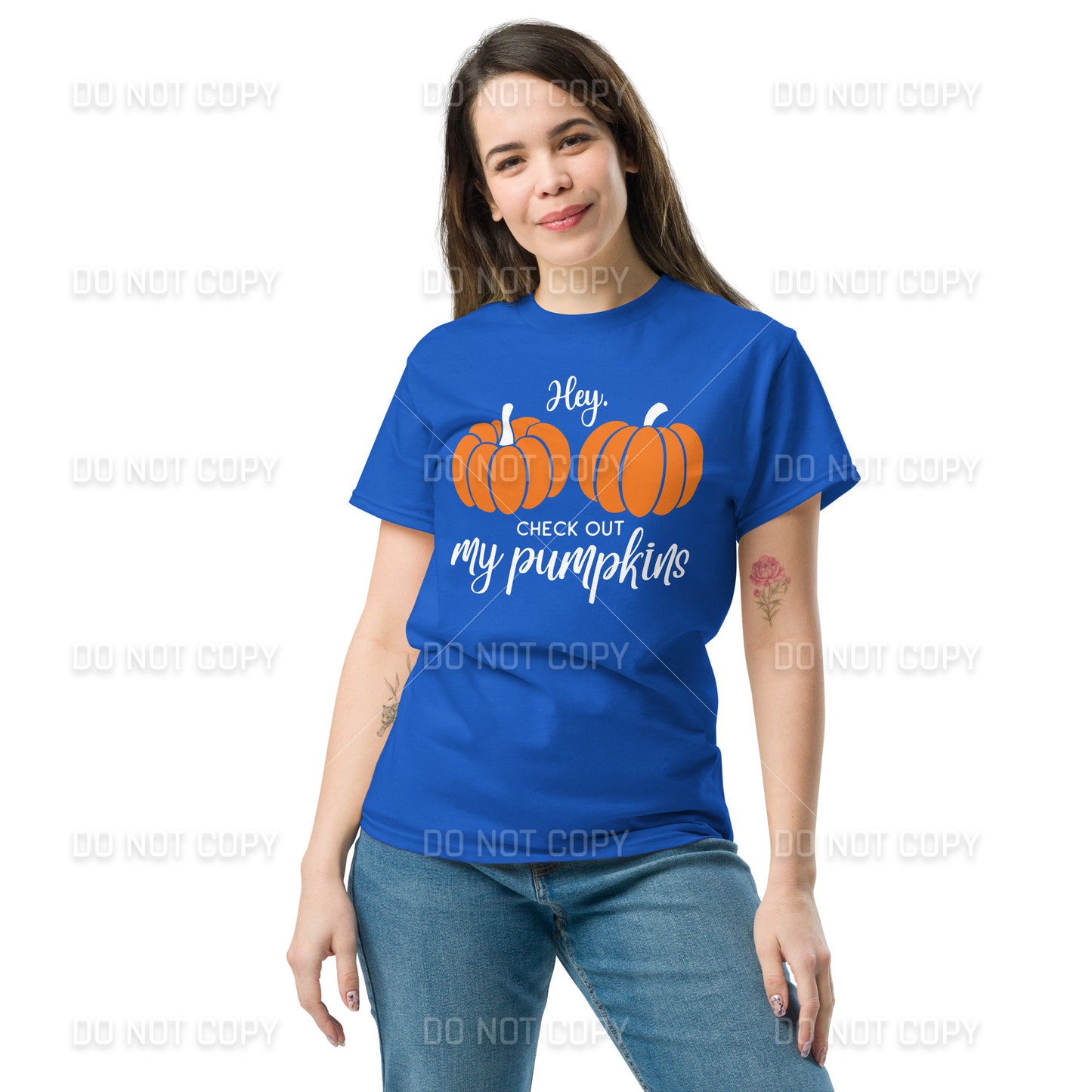 Fall Apparel - Hey Check Out my Pumpkins T-Shirt - White Printed - Youth & Adult Sizes