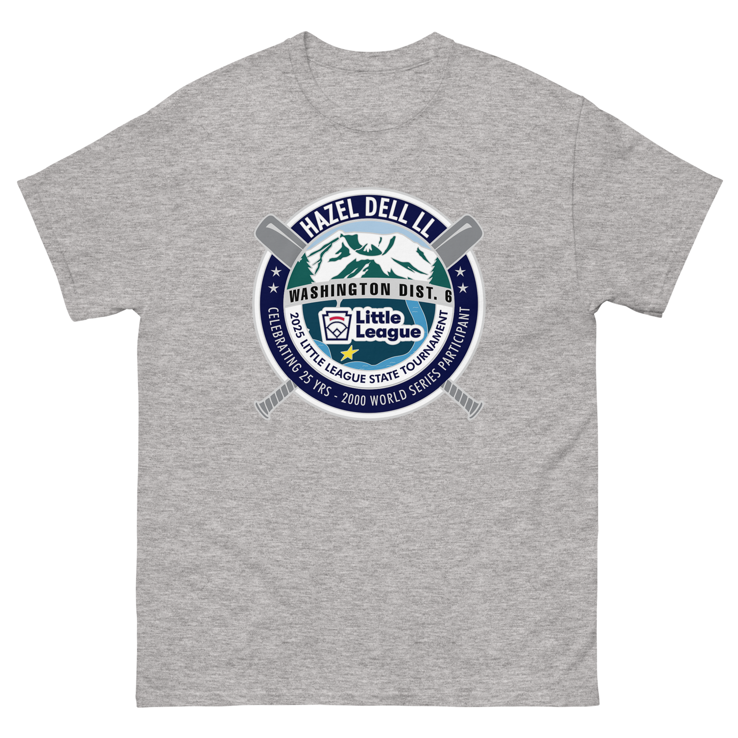 Cotton Tee Washington State Little League 2025 Tournament Logo Front Printed Tee Shirt