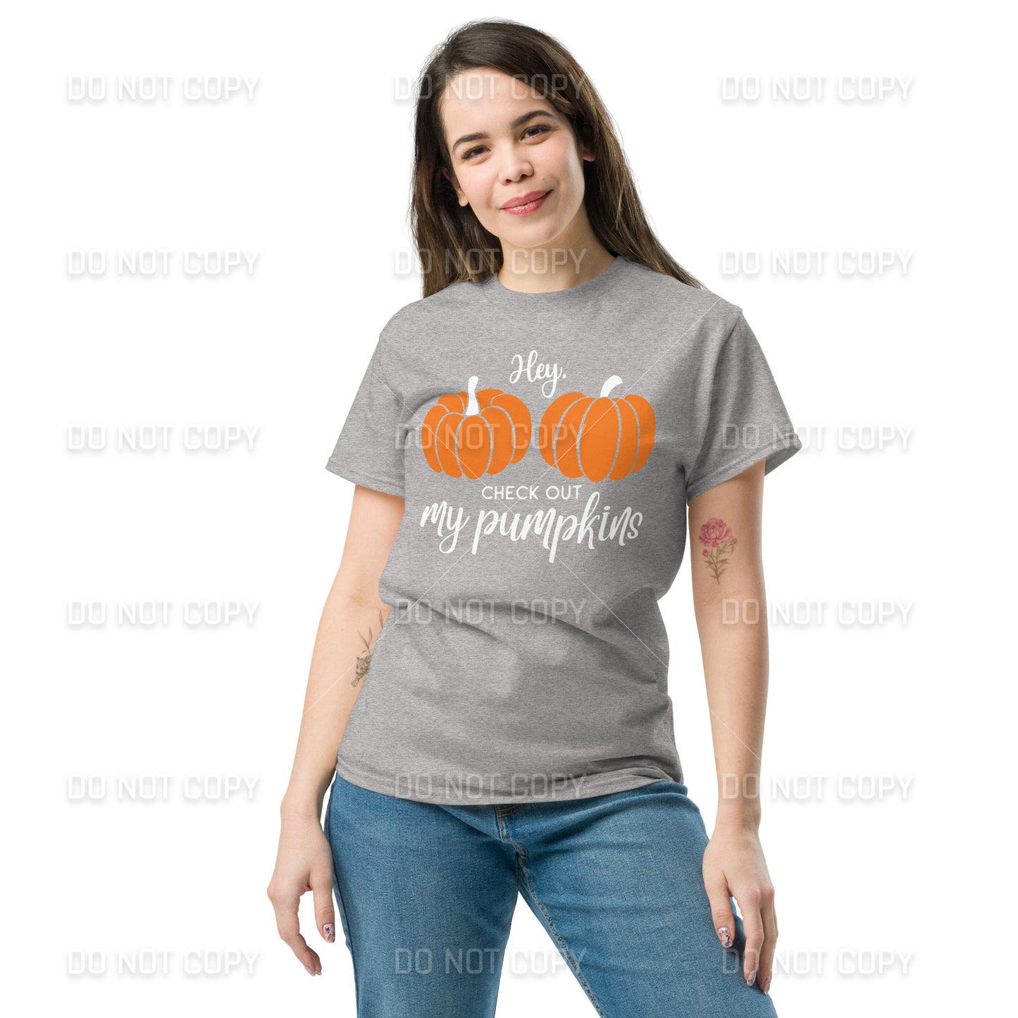 Fall Apparel - Hey Check Out my Pumpkins T-Shirt - White Printed - Youth & Adult Sizes