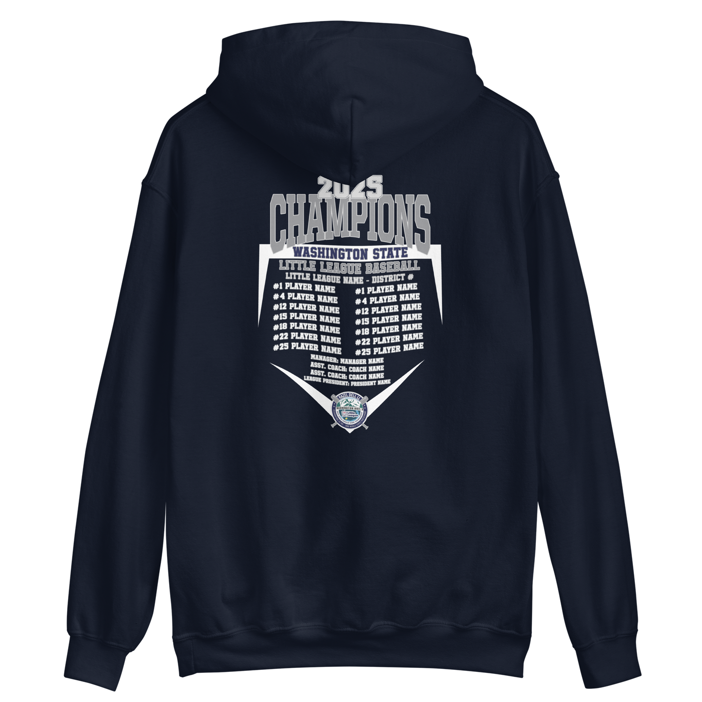 Champions Hoodie - Washington State Little League 2025 Tournament Hoodie