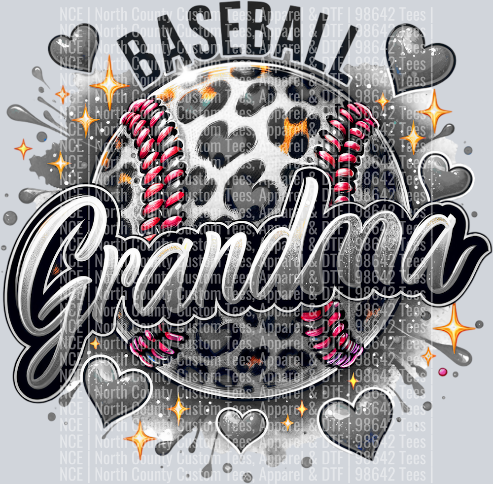 Baseball Grandma 1 Gray