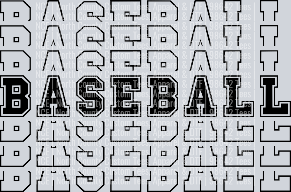 baseball mirrored text