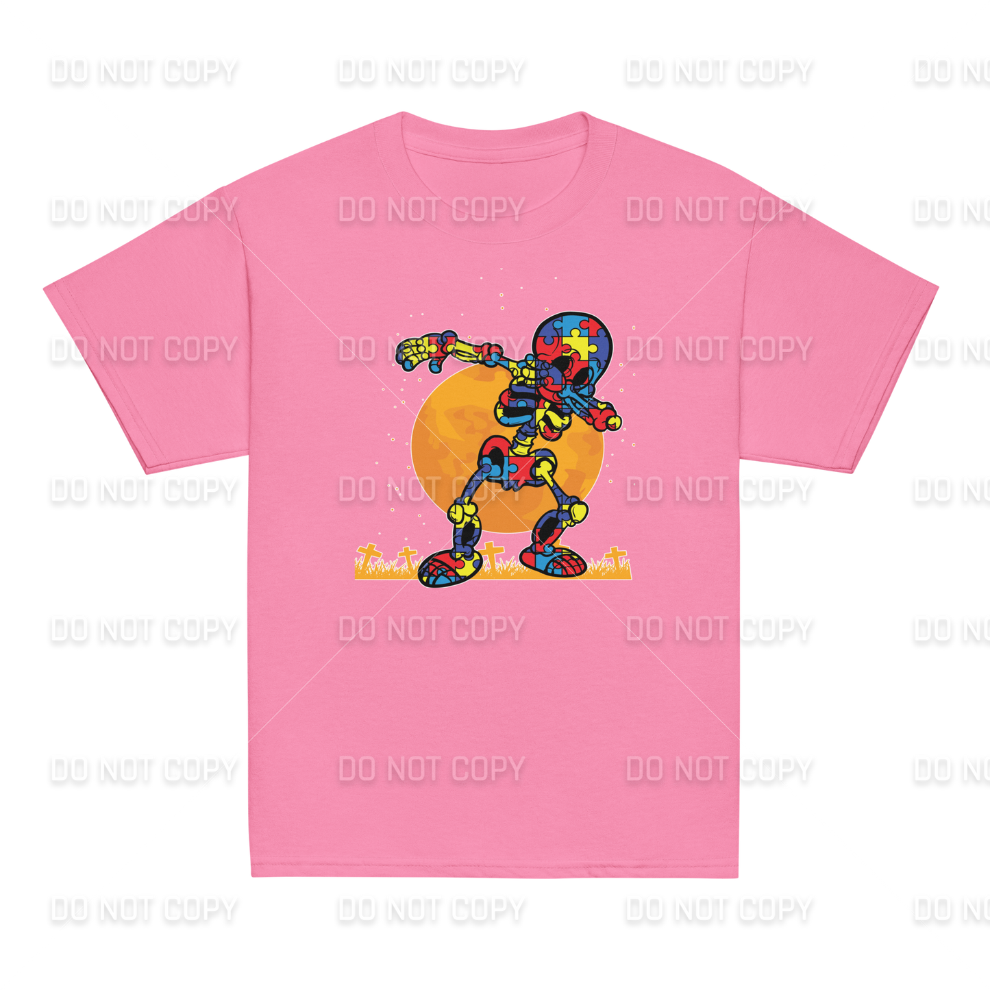 Autism Awareness - Dabbing Skeleton T-Shirt - Youth & Adult Sizes
