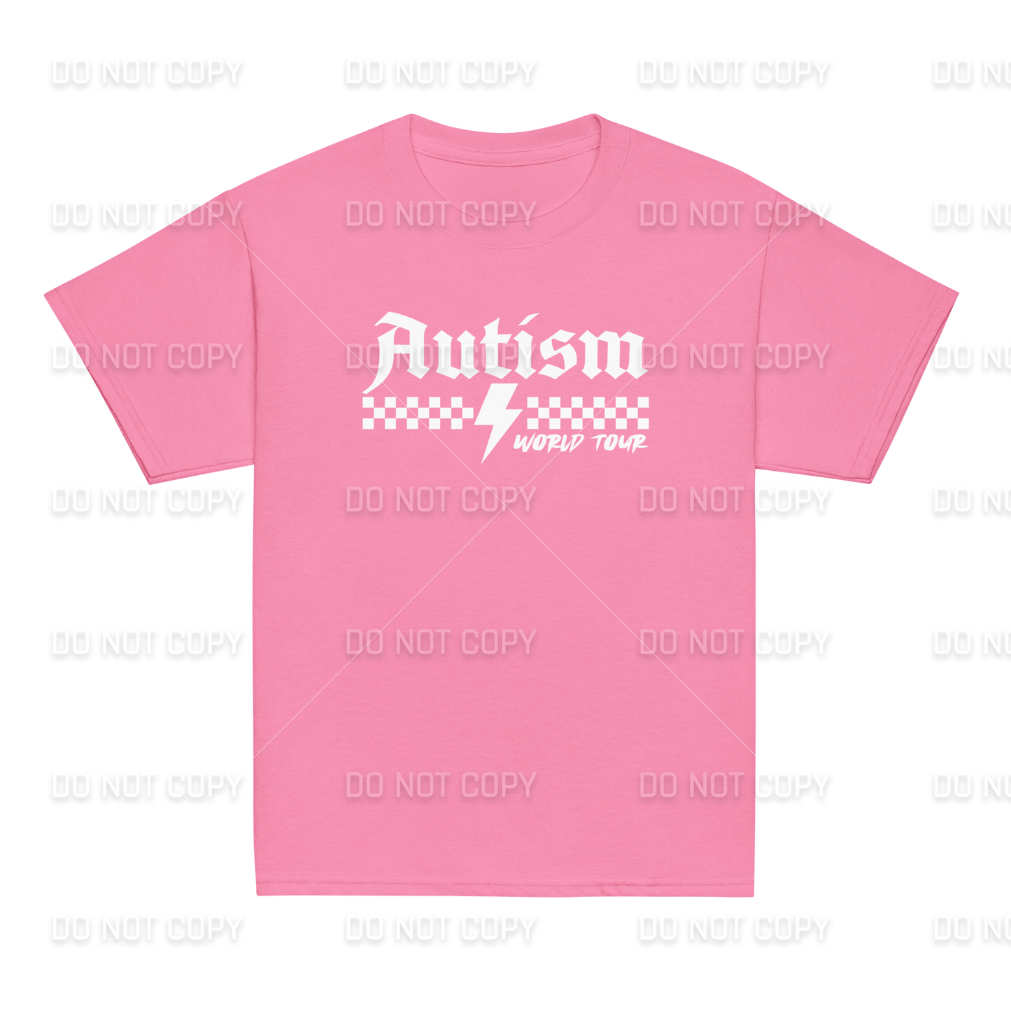 Autism Awareness - Autism World Tour T-Shirt - White Text - Front & Back Printed - Youth & Adult Sizes