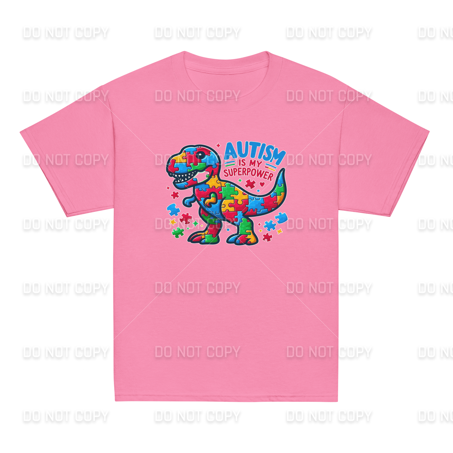 Autism Awareness - Autism is my Superpower T-Rex T-Shirt - Youth & Adult Sizes