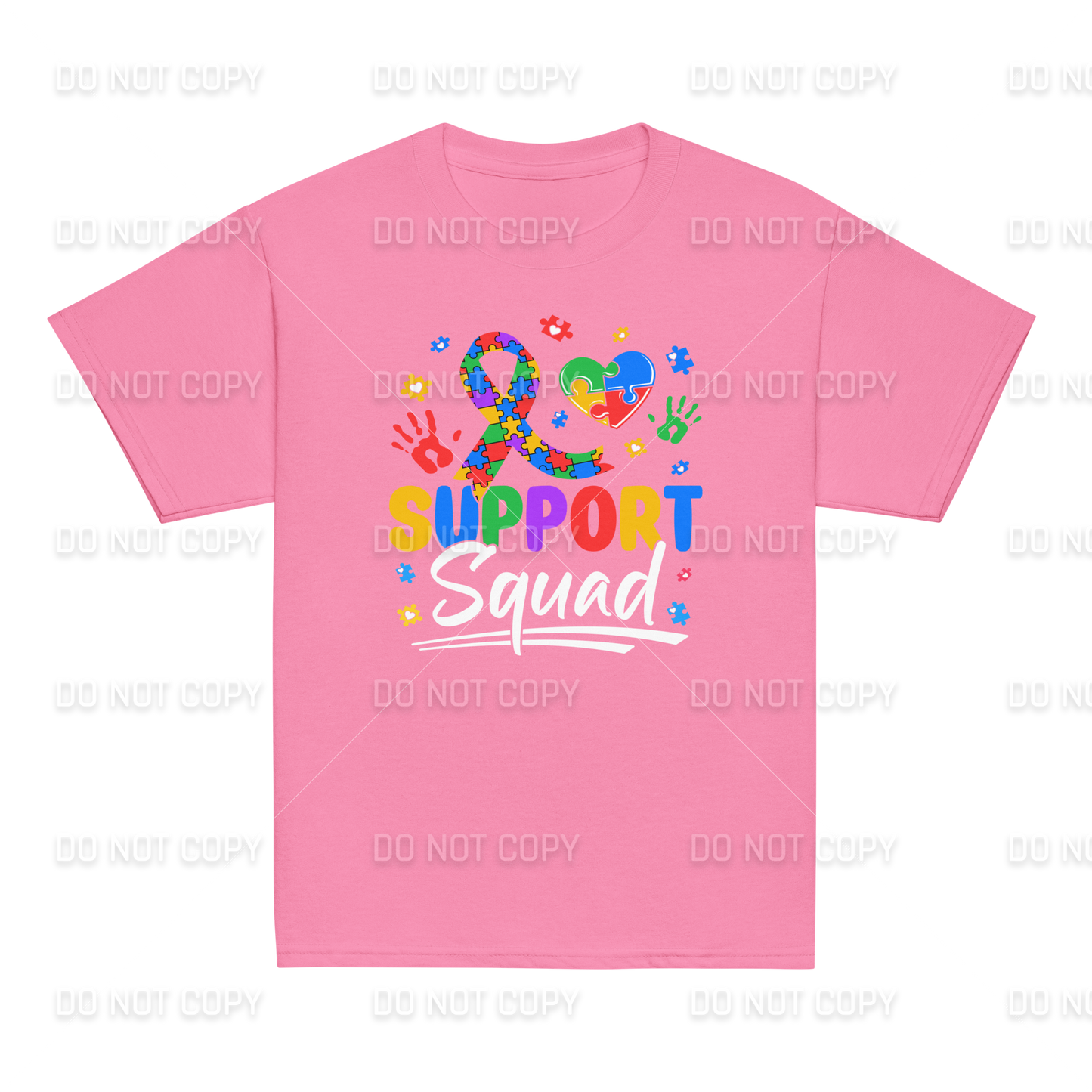 Autism Awareness - Autism Support Squad T-Shirt - White Text - Youth & Adult Sizes
