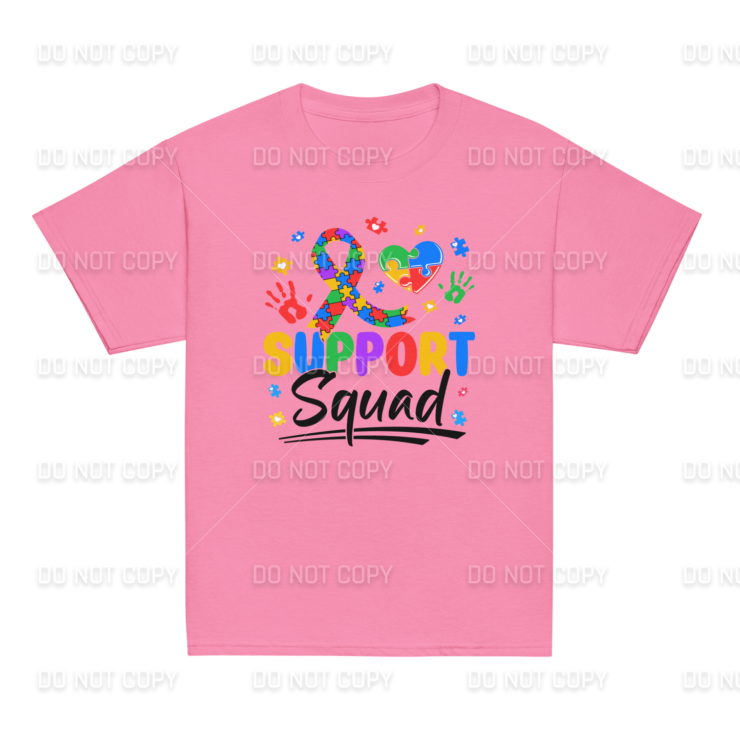 Autism Awareness - Autism Support Squad T-Shirt - Black Text - Youth & Adult Sizes