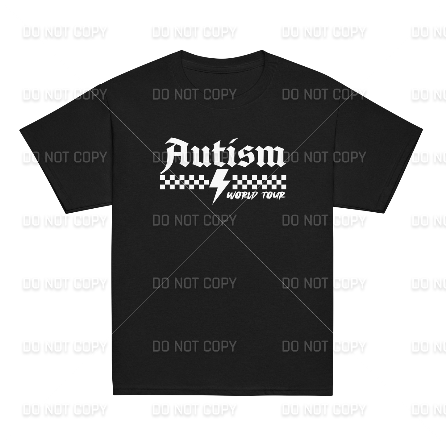 Autism Awareness - Autism World Tour T-Shirt - White Text - Front & Back Printed - Youth & Adult Sizes