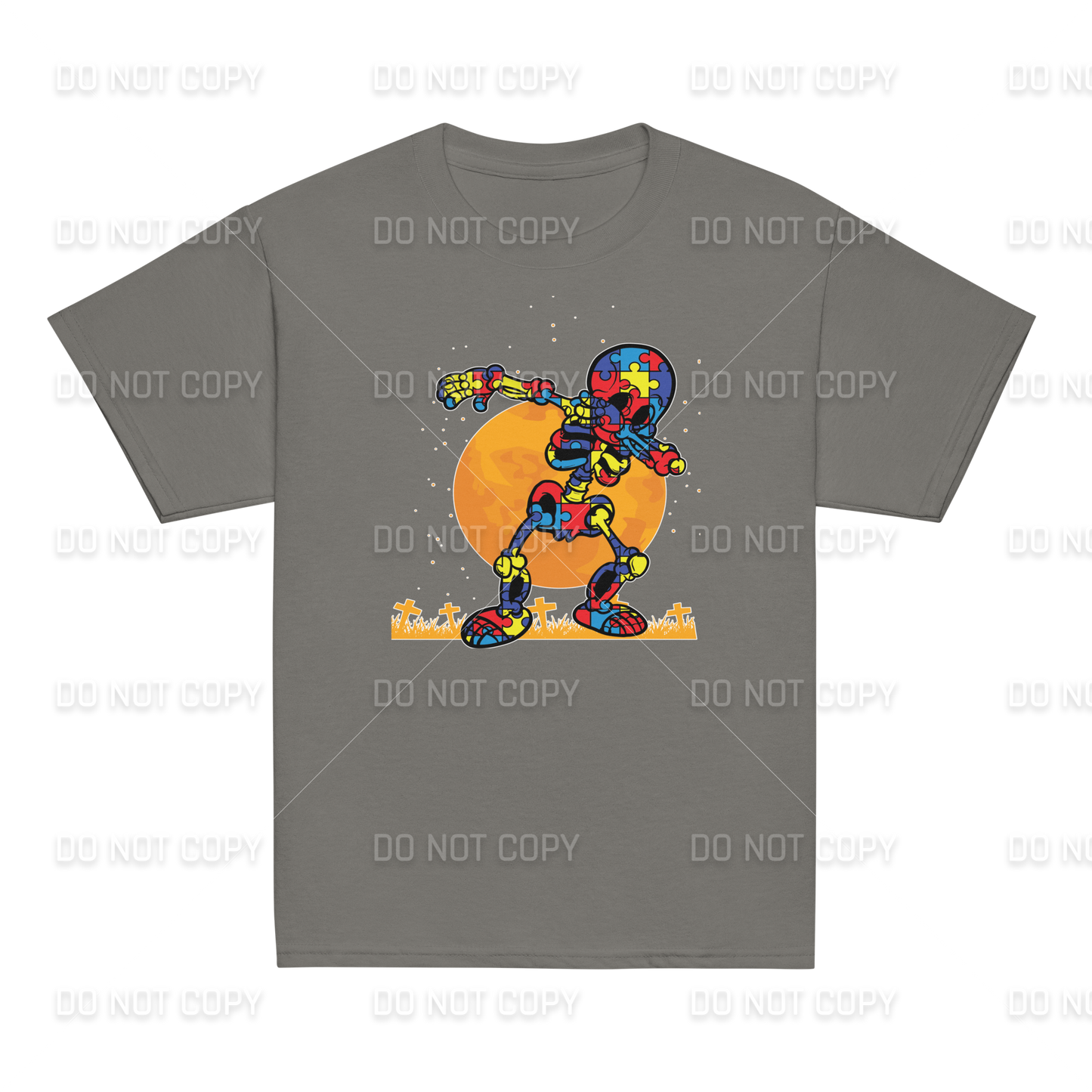 Autism Awareness - Dabbing Skeleton T-Shirt - Youth & Adult Sizes