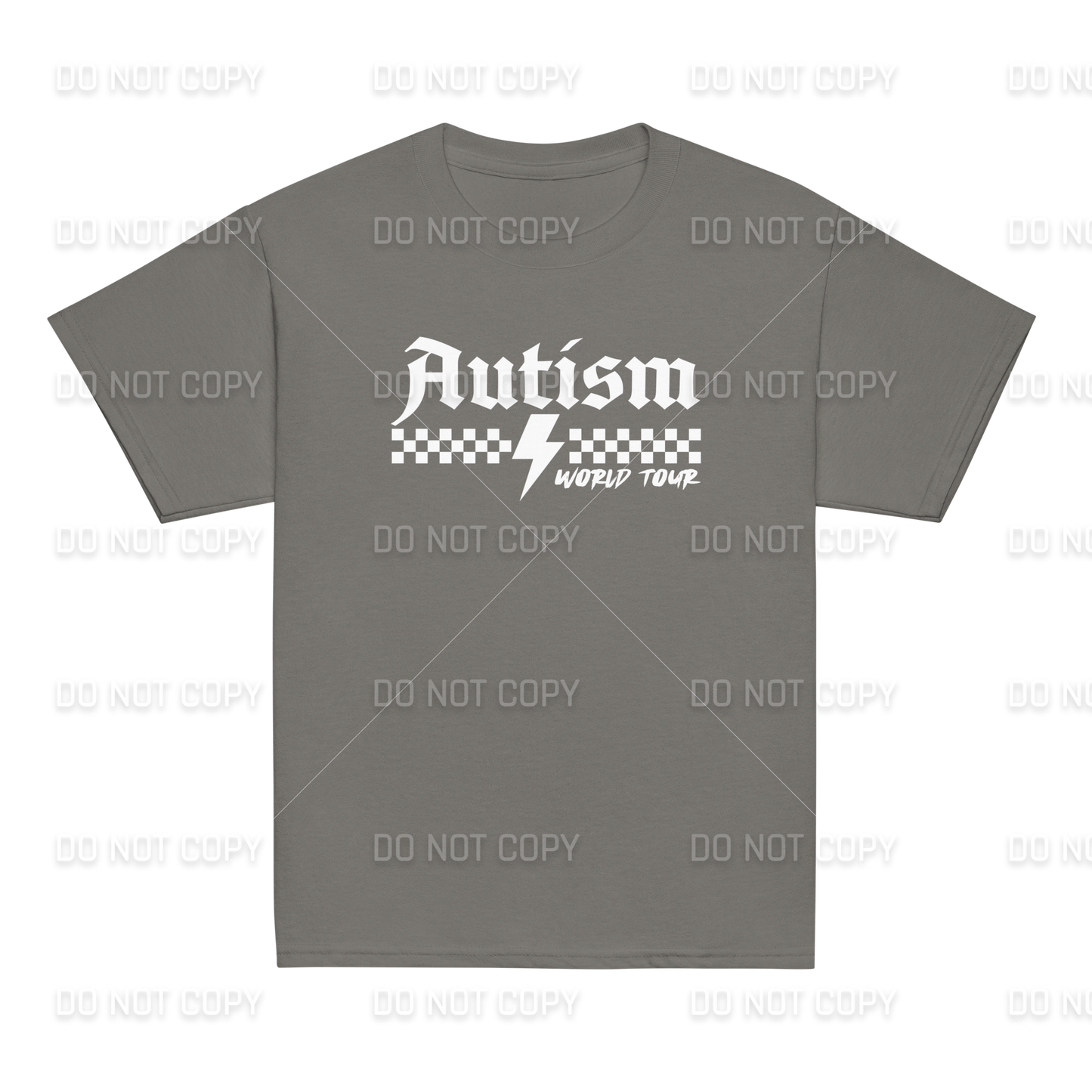 Autism Awareness - Autism World Tour T-Shirt - White Text - Front & Back Printed - Youth & Adult Sizes