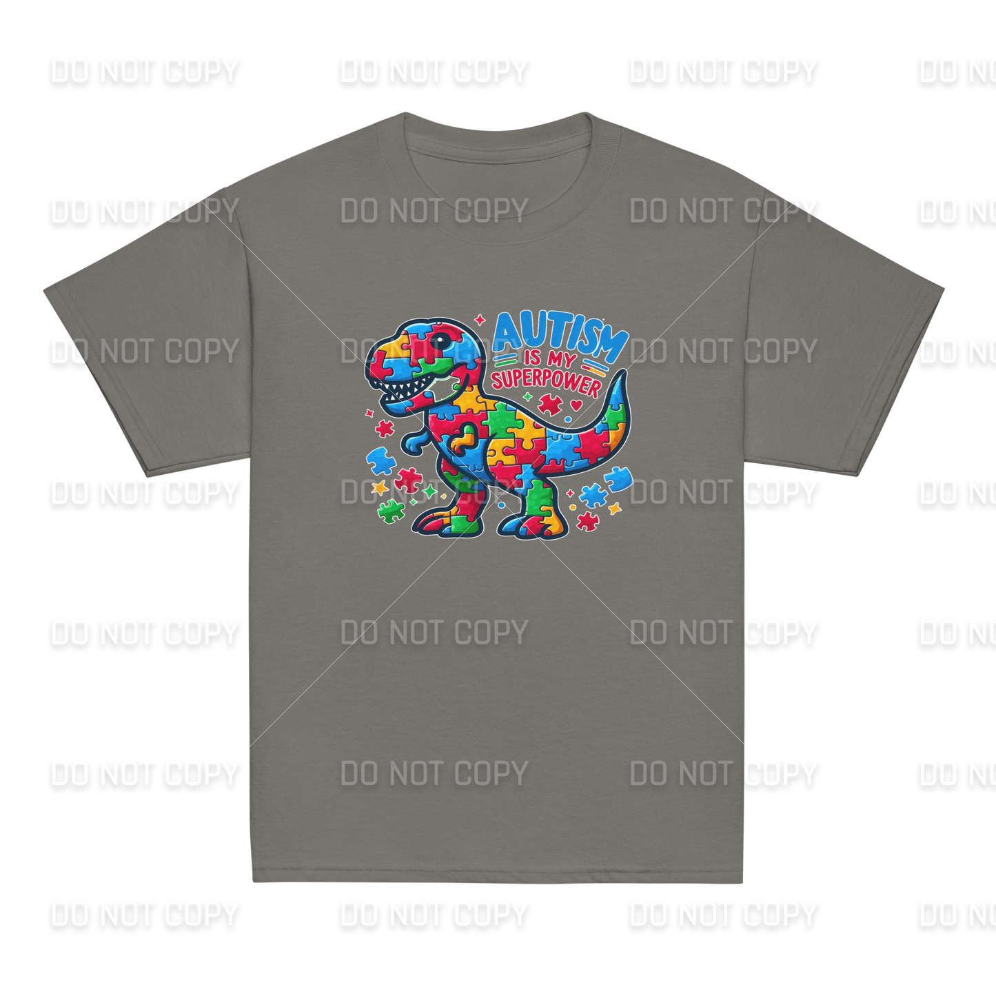 Autism Awareness - Autism is my Superpower T-Rex T-Shirt - Youth & Adult Sizes