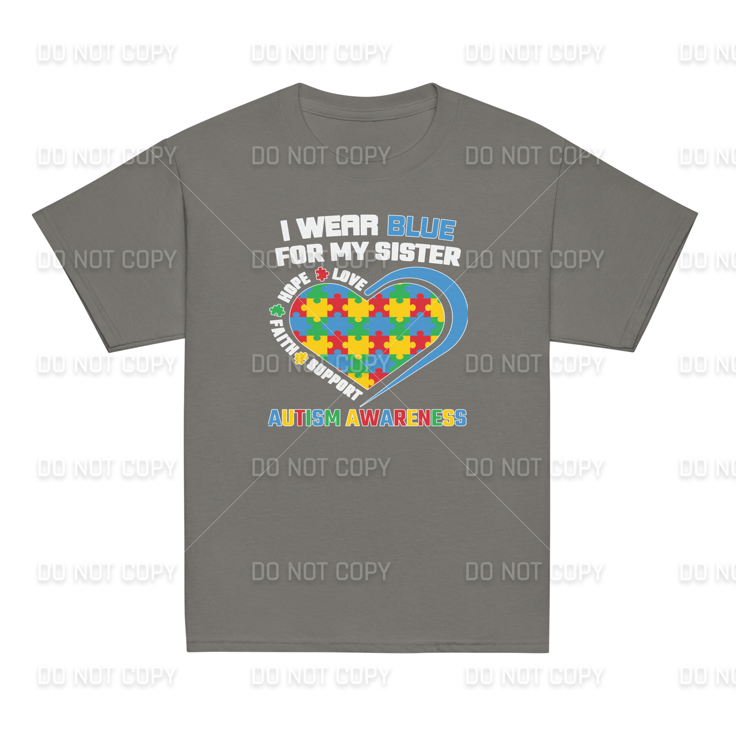 Autism Awareness - I wear Blue for my Sister T-Shirt - Youth & Adult Sizes
