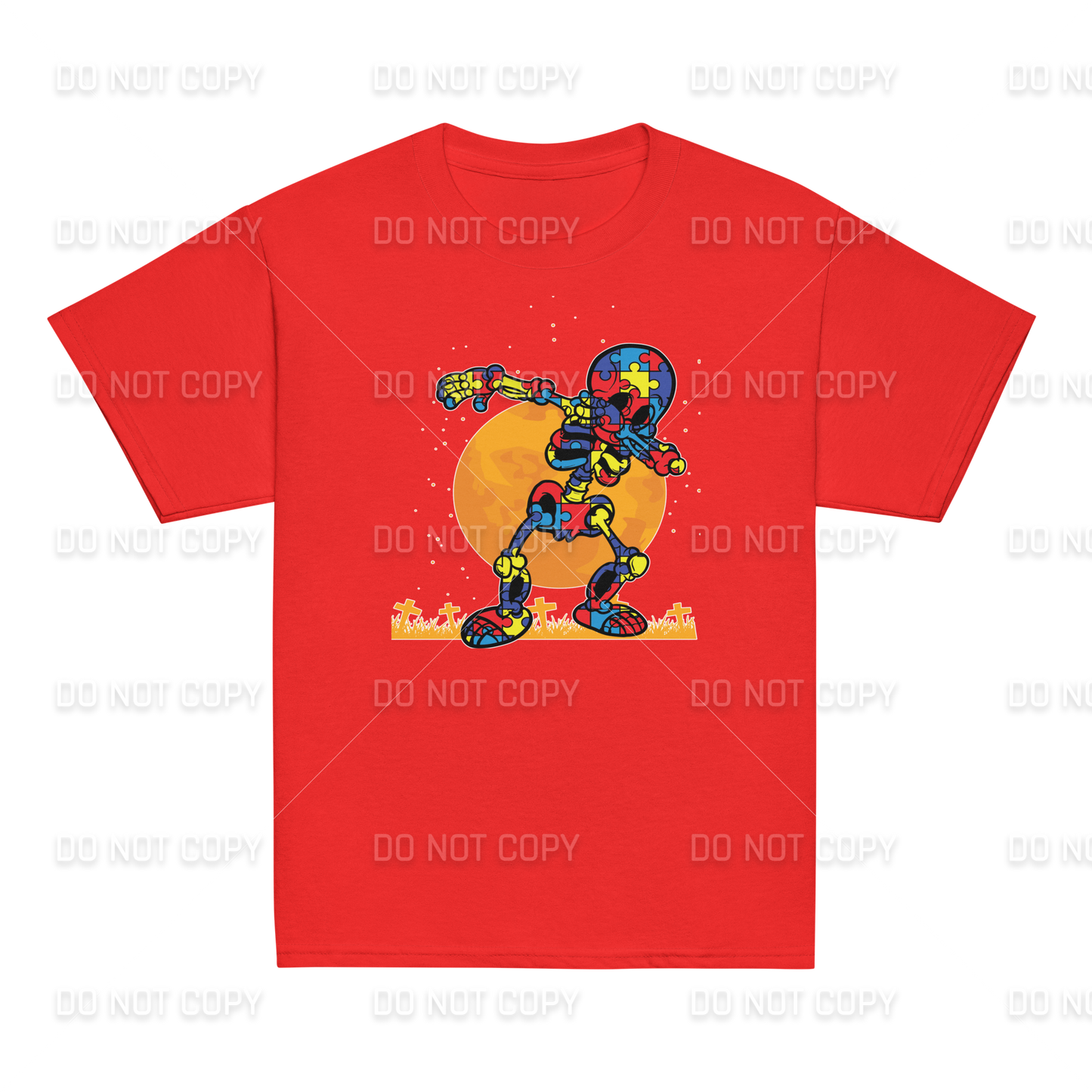 Autism Awareness - Dabbing Skeleton T-Shirt - Youth & Adult Sizes