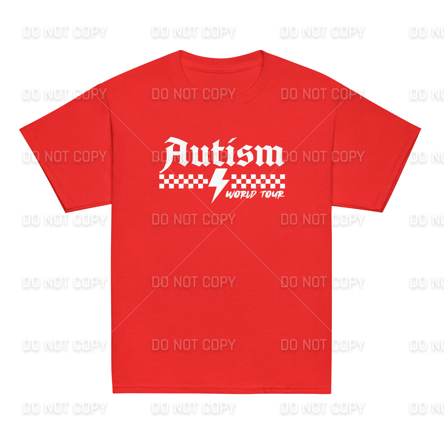 Autism Awareness - Autism World Tour T-Shirt - White Text - Front & Back Printed - Youth & Adult Sizes