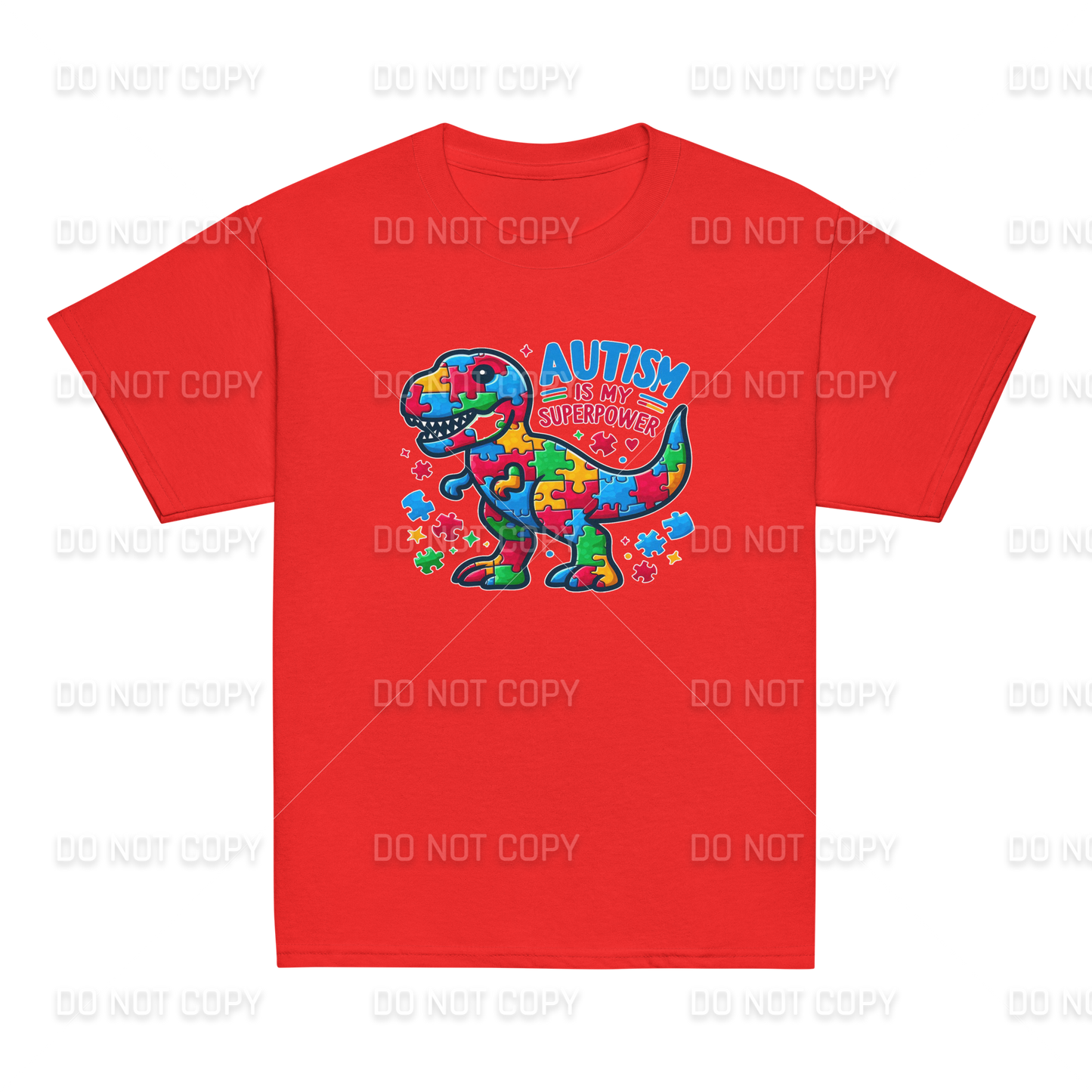Autism Awareness - Autism is my Superpower T-Rex T-Shirt - Youth & Adult Sizes