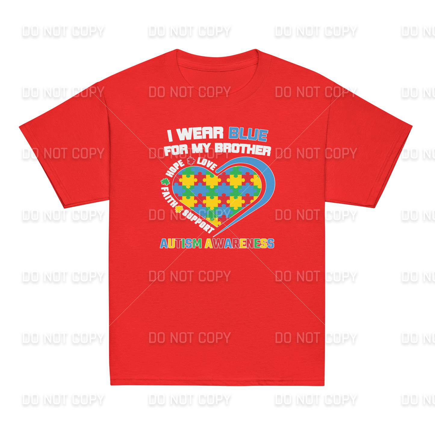 Autism Awareness - I wear Blue for my Brother T-Shirt - Youth & Adult Sizes
