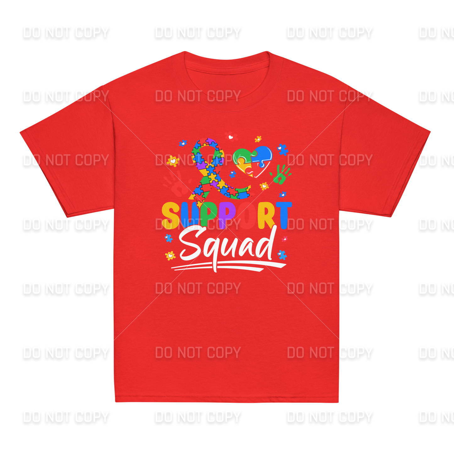 Autism Awareness - Autism Support Squad T-Shirt - White Text - Youth & Adult Sizes