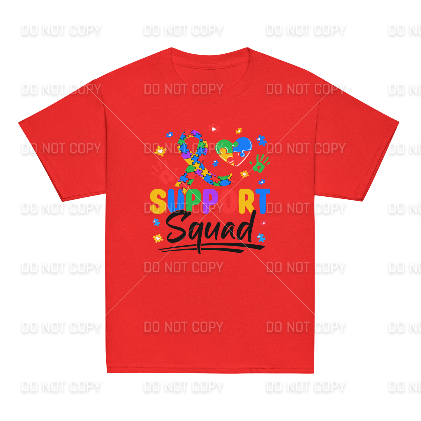 Autism Awareness - Autism Support Squad T-Shirt - Black Text - Youth & Adult Sizes