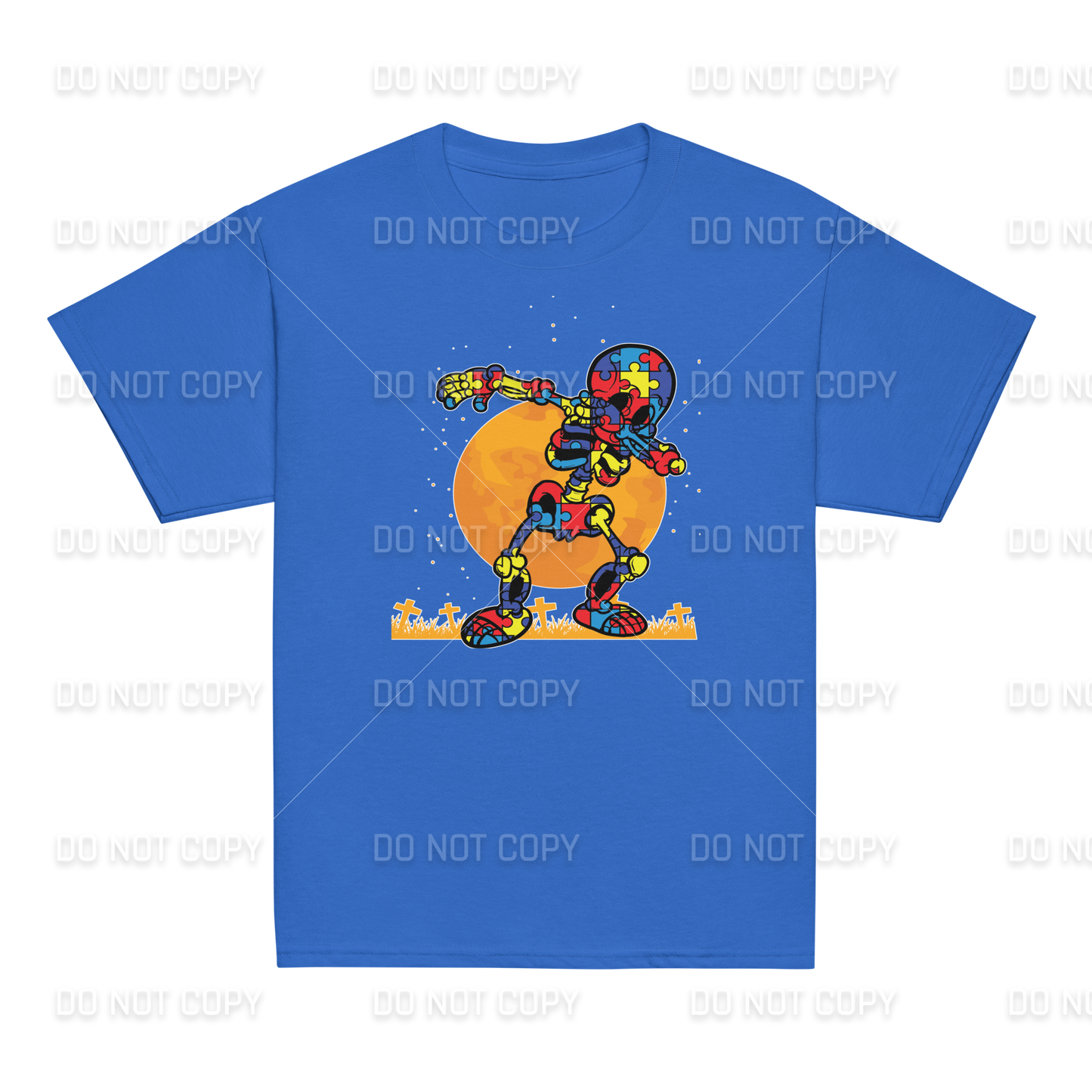 Autism Awareness - Dabbing Skeleton T-Shirt - Youth & Adult Sizes