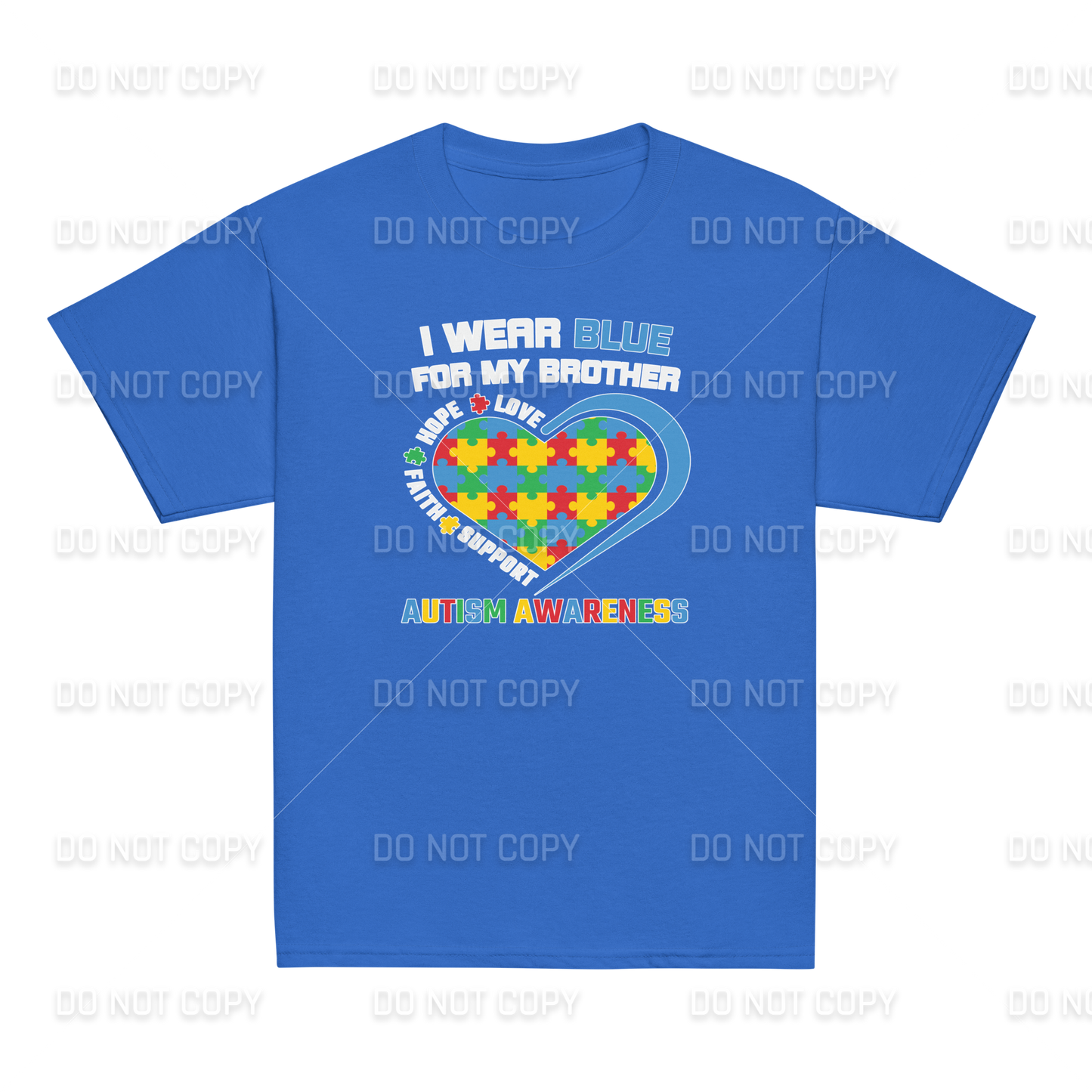 Autism Awareness - I wear Blue for my Brother T-Shirt - Youth & Adult Sizes