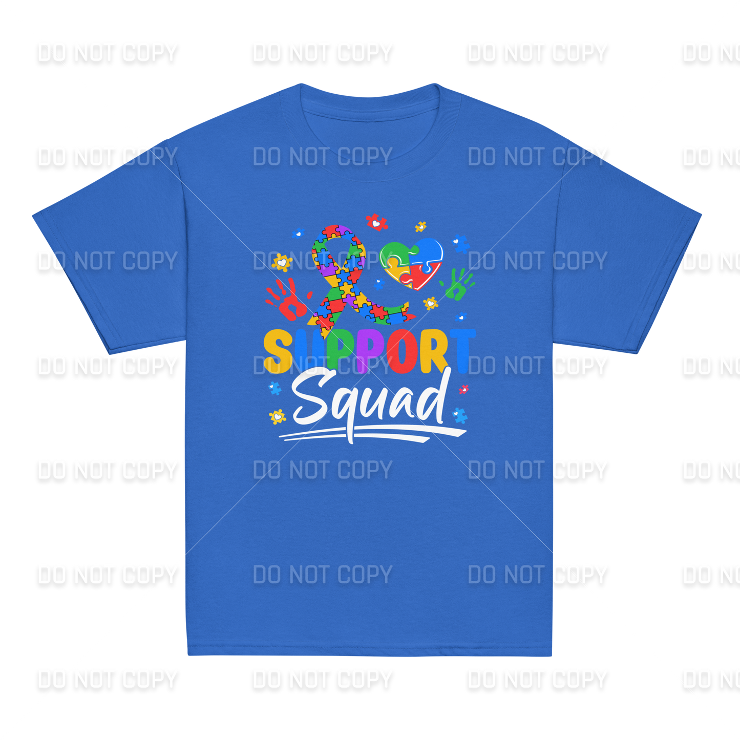 Autism Awareness - Autism Support Squad T-Shirt - White Text - Youth & Adult Sizes