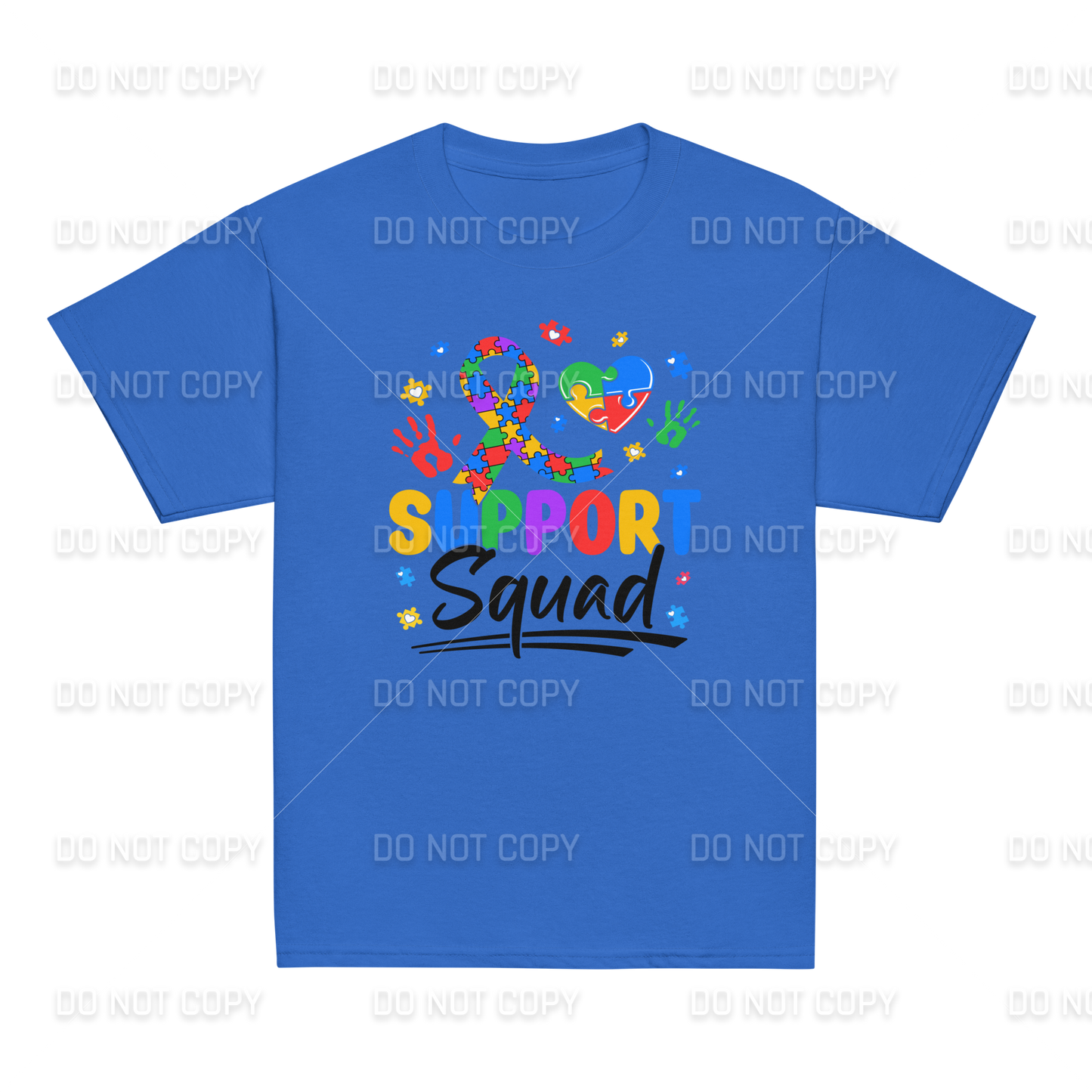 Autism Awareness - Autism Support Squad T-Shirt - Black Text - Youth & Adult Sizes