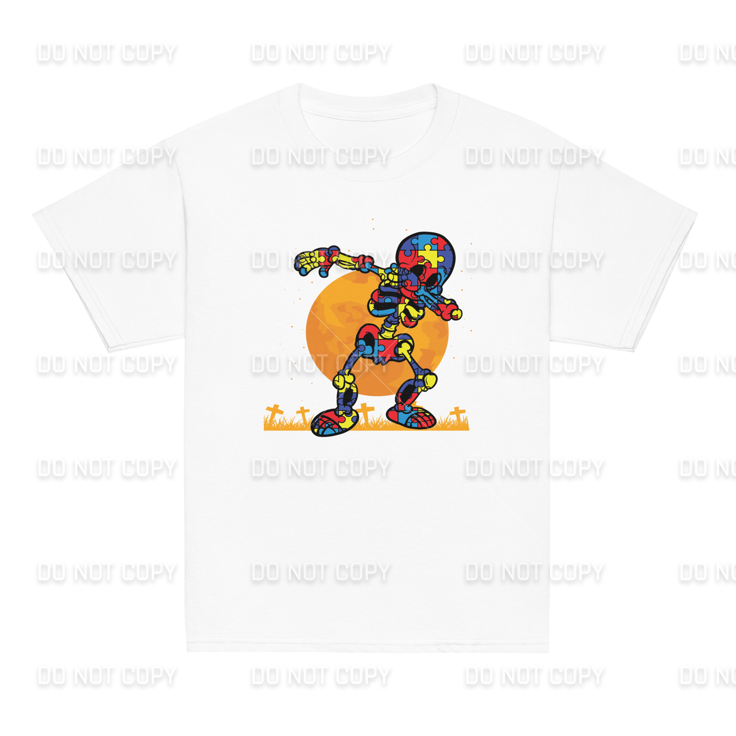 Autism Awareness - Dabbing Skeleton T-Shirt - Youth & Adult Sizes