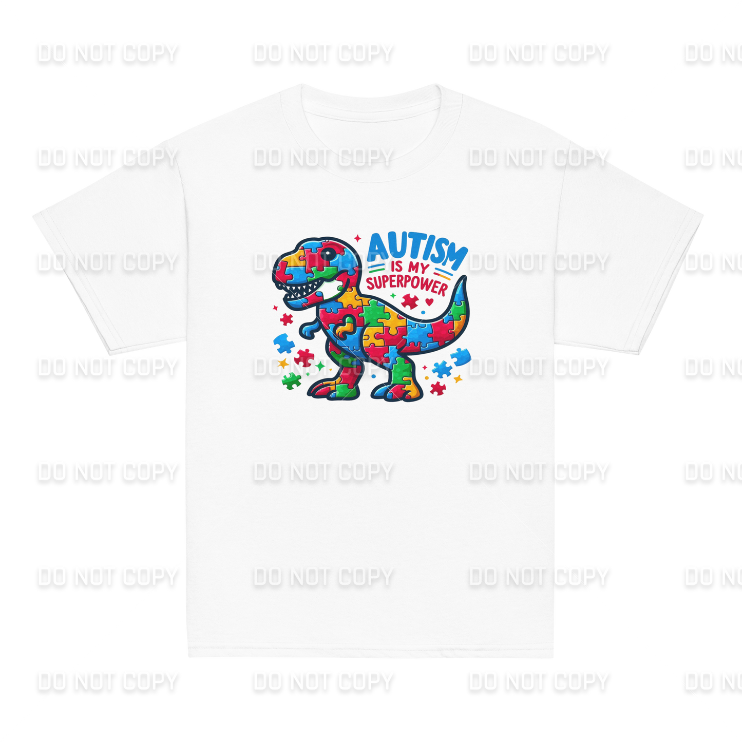 Autism Awareness - Autism is my Superpower T-Rex T-Shirt - Youth & Adult Sizes