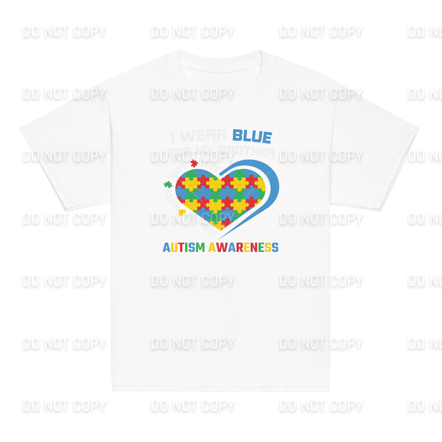 Autism Awareness - I wear Blue for my Brother T-Shirt - Youth & Adult Sizes