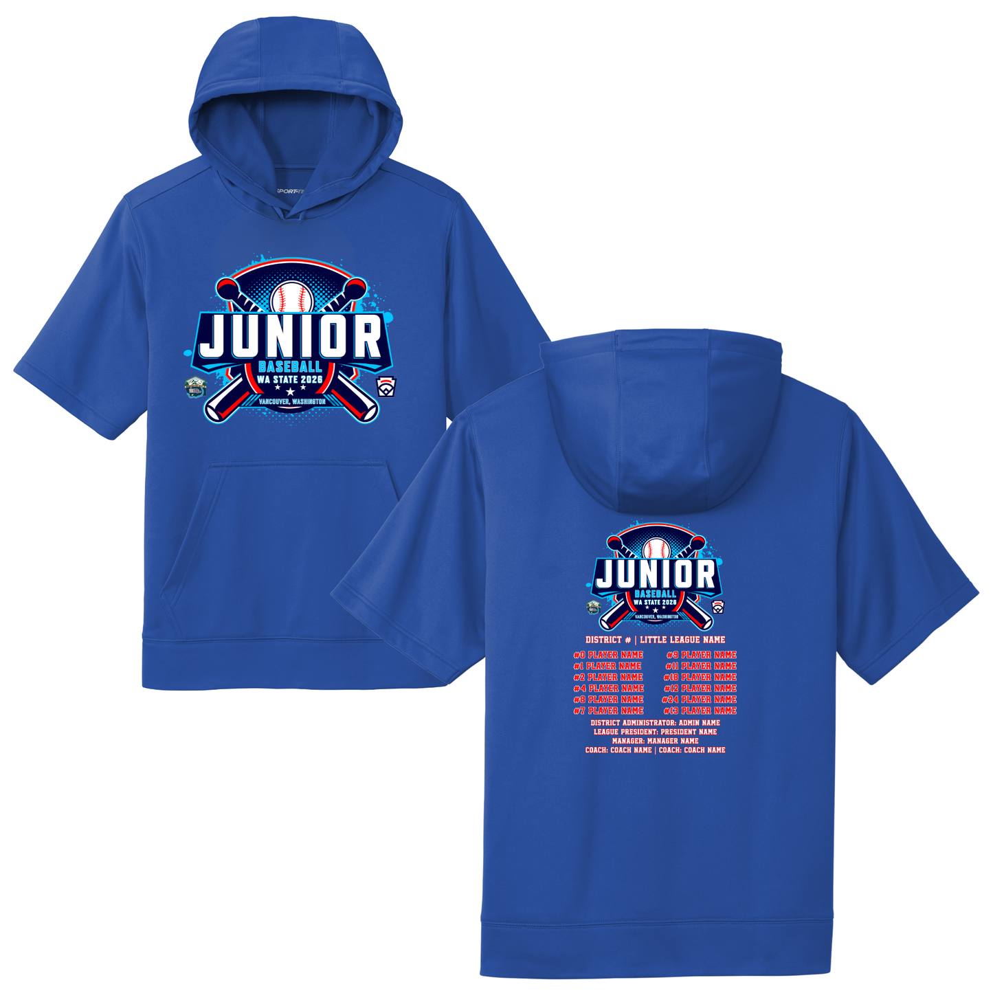 2026 Washington State Junior Baseball Tournament - Sport-Tek Sport-Wick Fleece Short Sleeve Hoodie