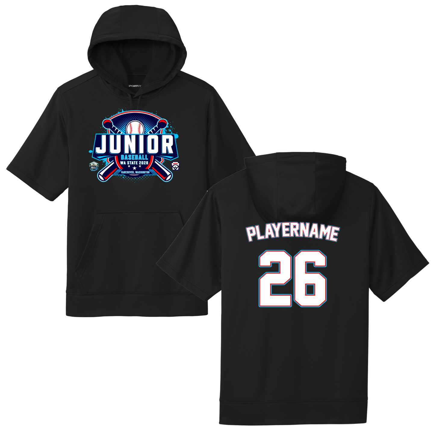 2026 Washington State Junior Baseball Tournament - Sport-Tek Sport-Wick Fleece Short Sleeve Hoodie