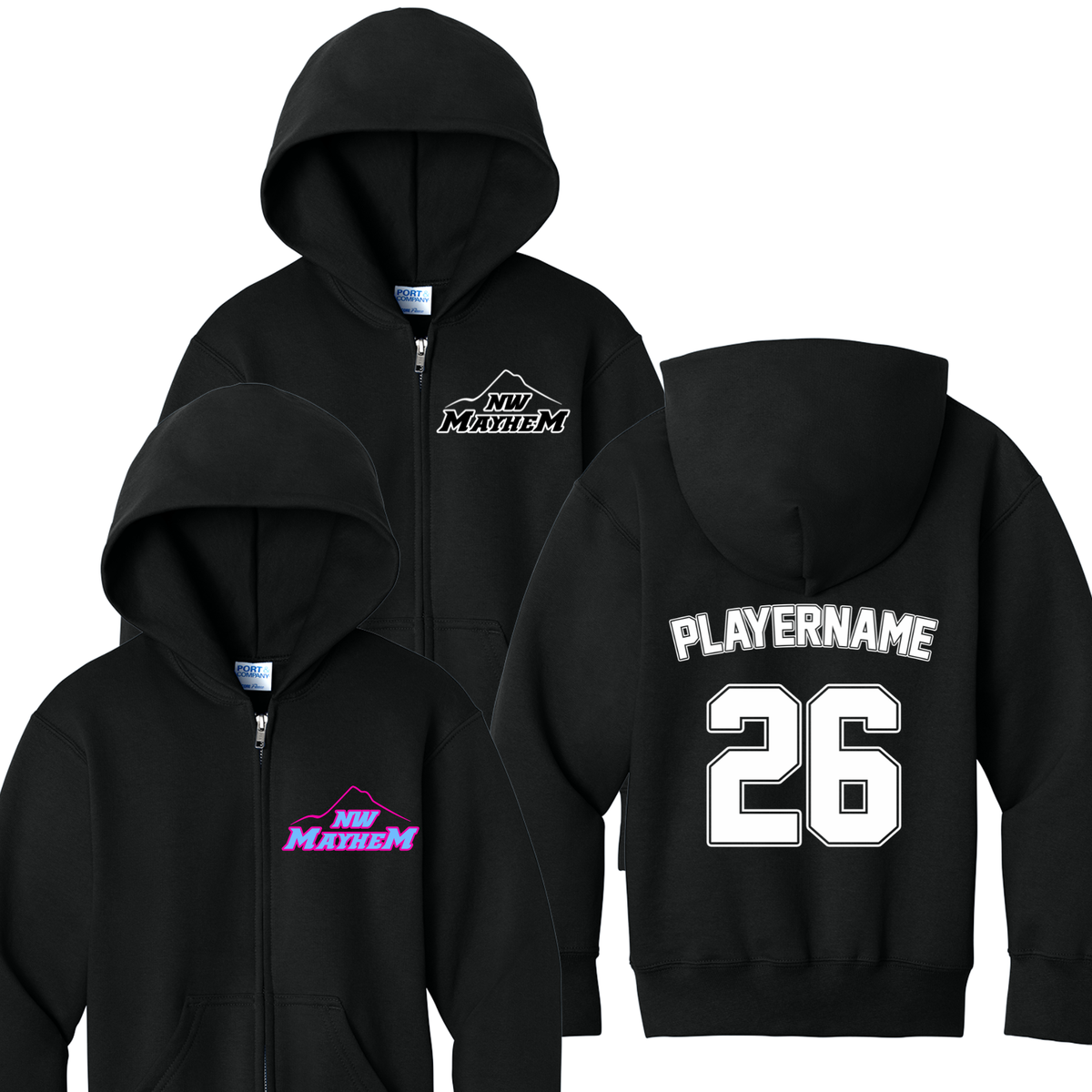 NW Mayhem - Youth Core Fleece Full-Zip Hooded Sweatshirt