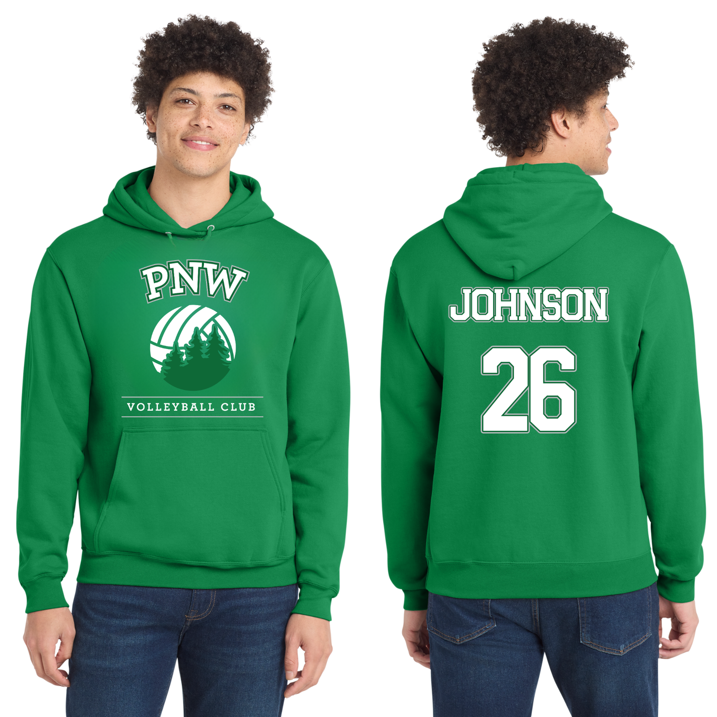 PNW Volleyball - Custom Fan Gear Hoodie - Kelly Green - Unisex Fleece Hoodie