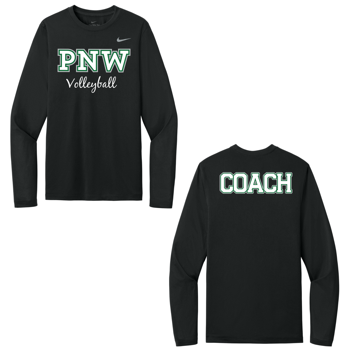 PNW Volleyball - Nike Team Legend Long Sleeve Tee - Coaches Gear - Black - Logo 2