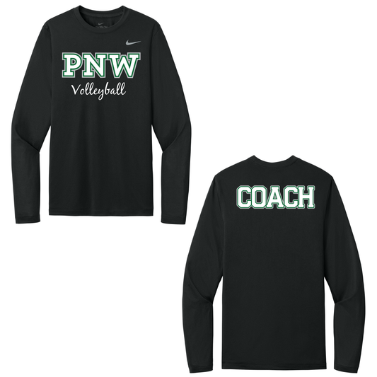 PNW Volleyball - Nike Team Legend Long Sleeve Tee - Coaches Gear - Black - Logo 2