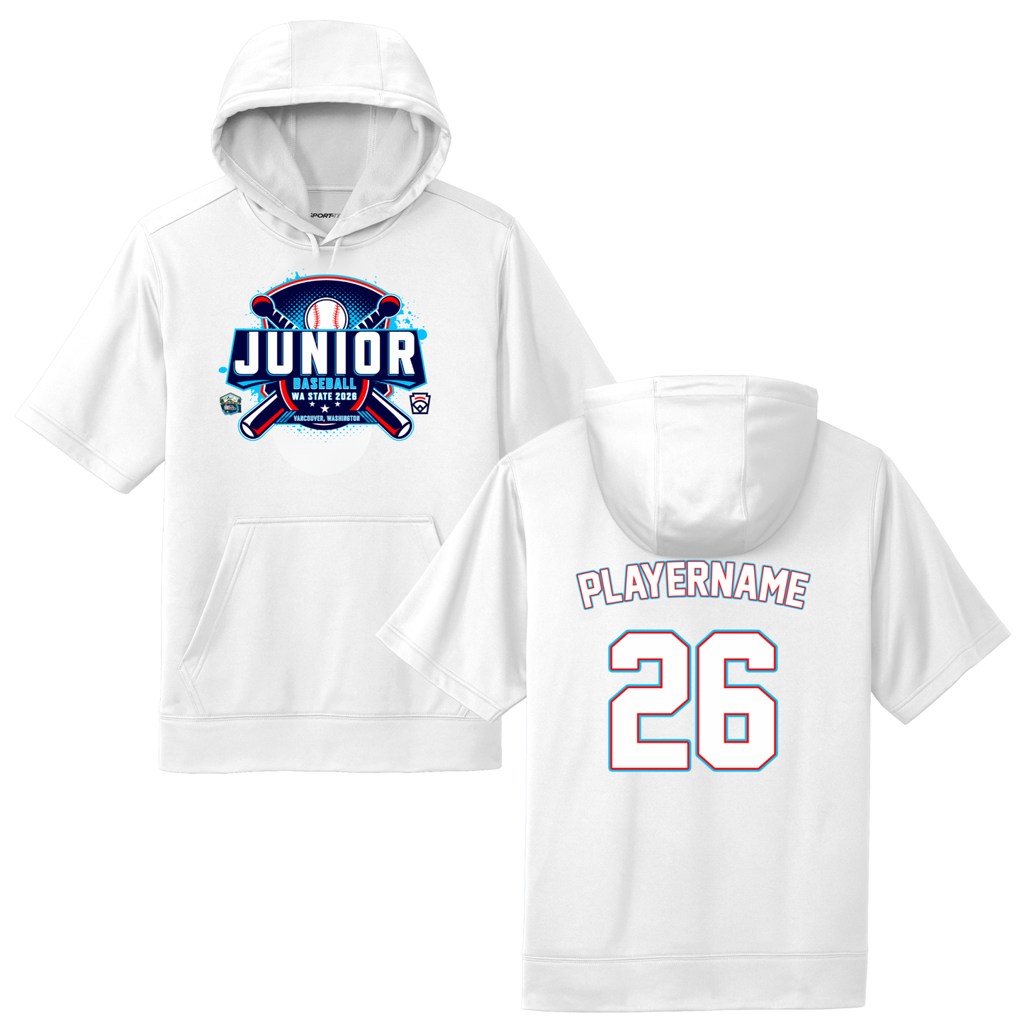 2026 Washington State Junior Baseball Tournament - Sport-Tek Sport-Wick Fleece Short Sleeve Hoodie