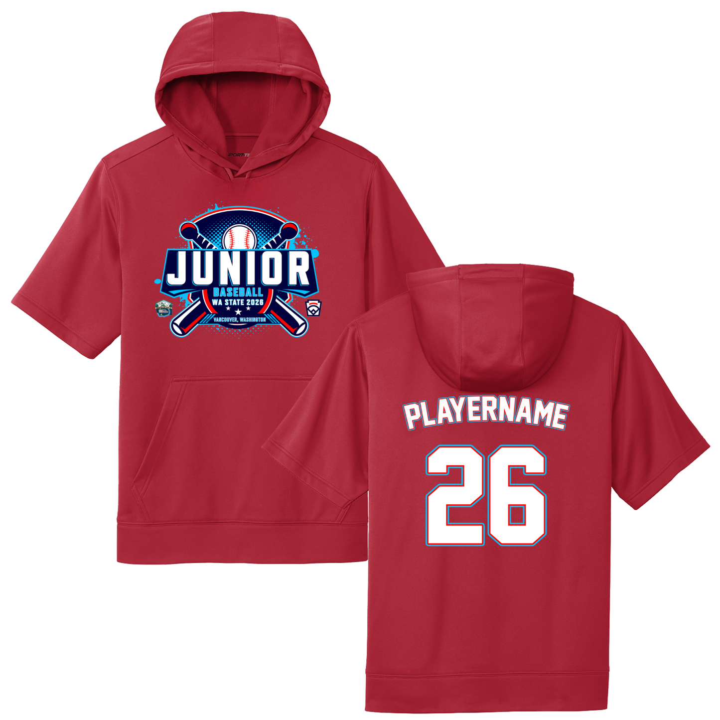 2026 Washington State Junior Baseball Tournament - Sport-Tek Sport-Wick Fleece Short Sleeve Hoodie