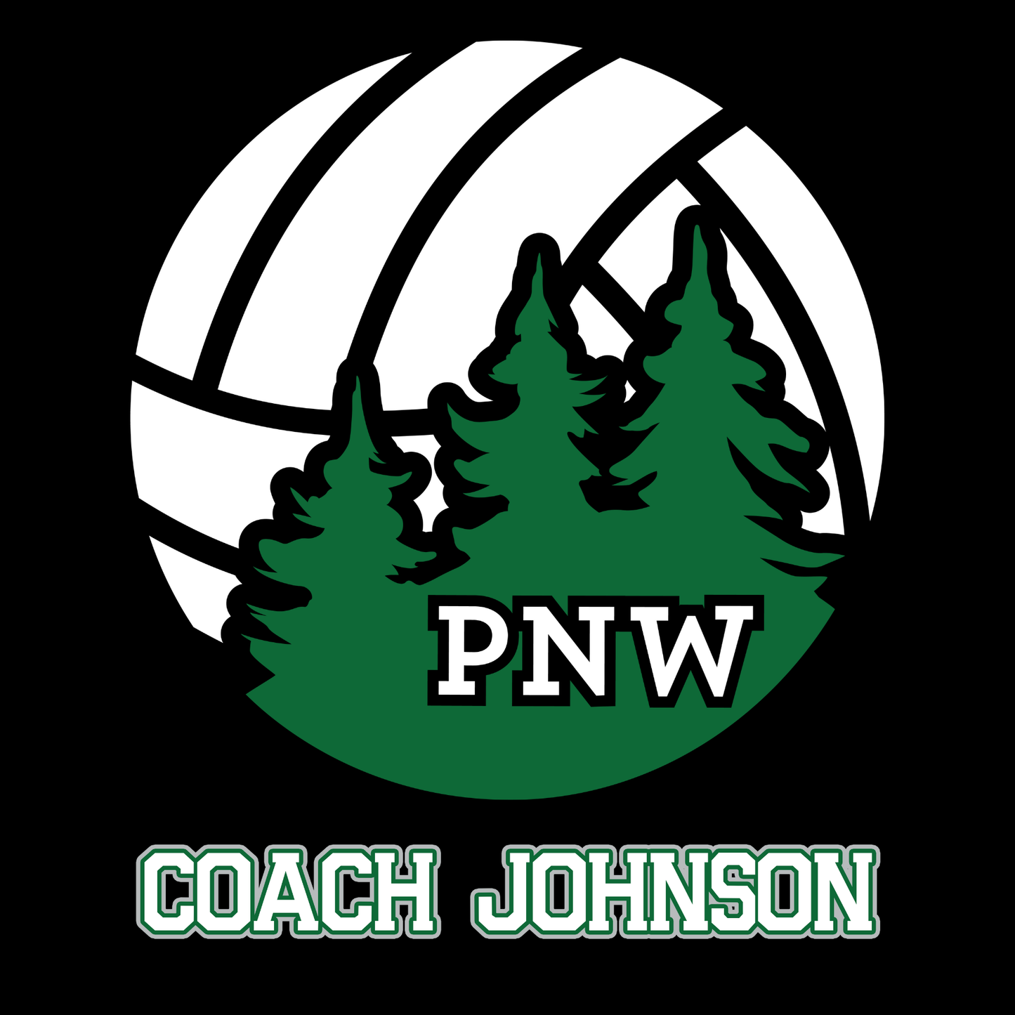 PNW Volleyball - Custom Coaches Unisex Sponge Fleece Full-Zip Hoodie - Front & Back  Printed - Black Logo 1