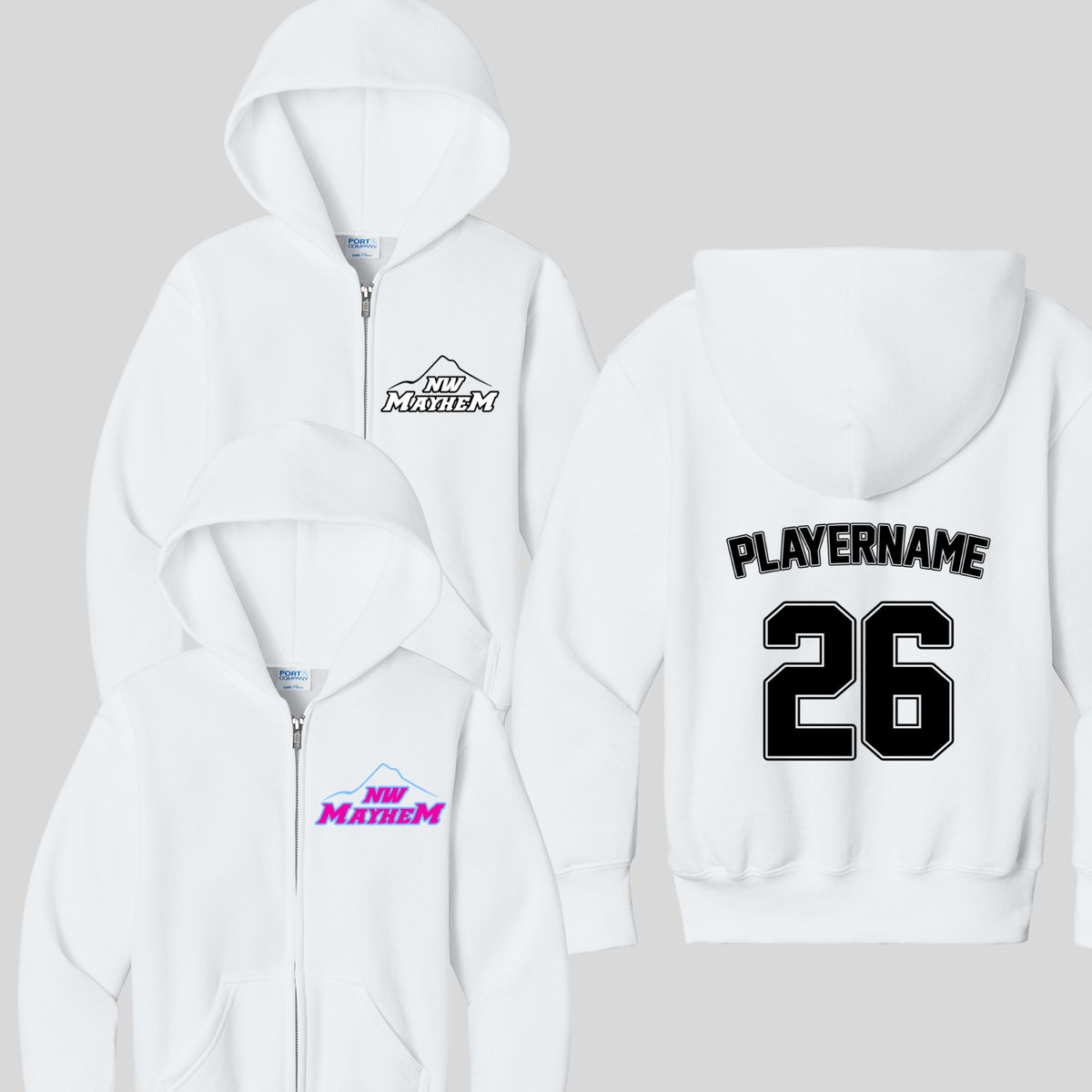 NW Mayhem - Youth Core Fleece Full-Zip Hooded Sweatshirt