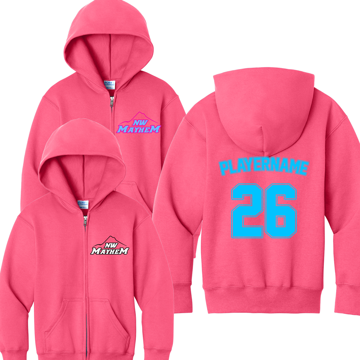 NW Mayhem - Youth Core Fleece Full-Zip Hooded Sweatshirt
